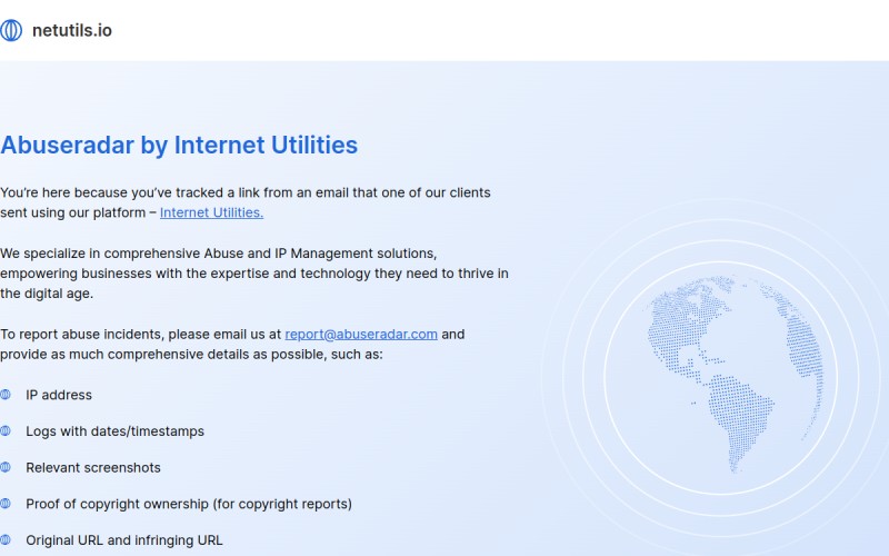 The front page of abuseradar.com