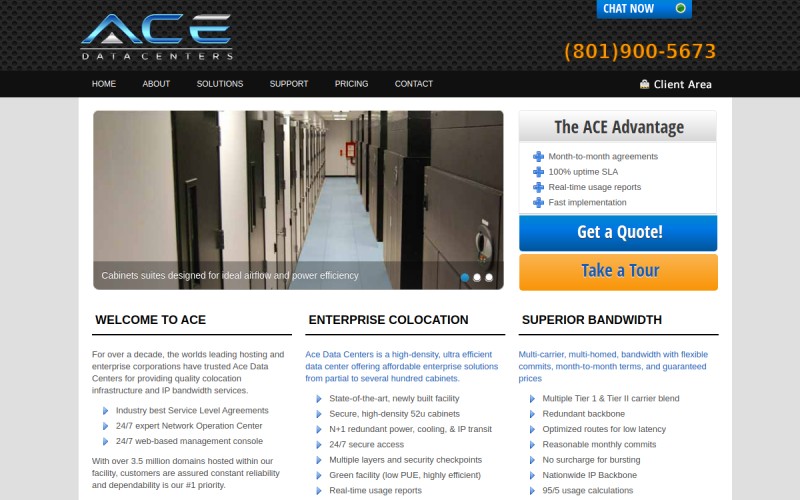 The front page of acedatacenter.com