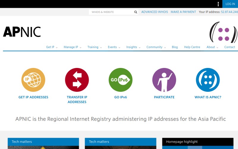 The front page of apnic.net