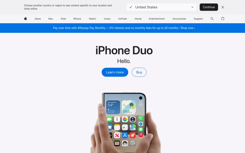 The front page of apple.com.au