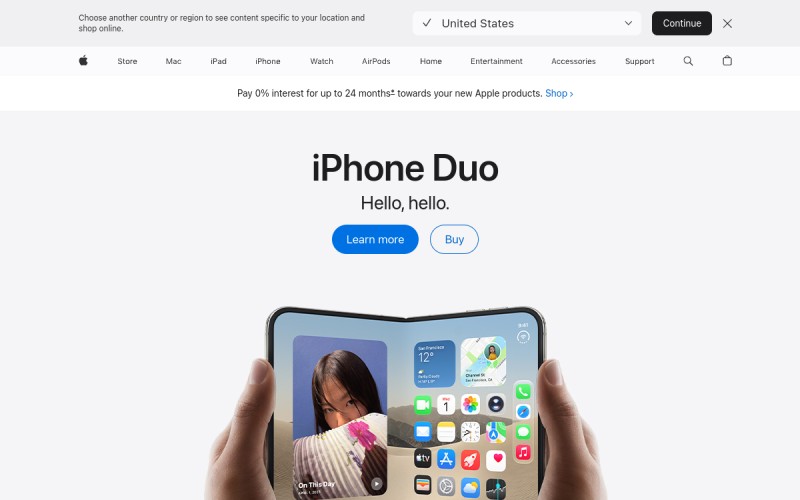 The front page of apple.com.my