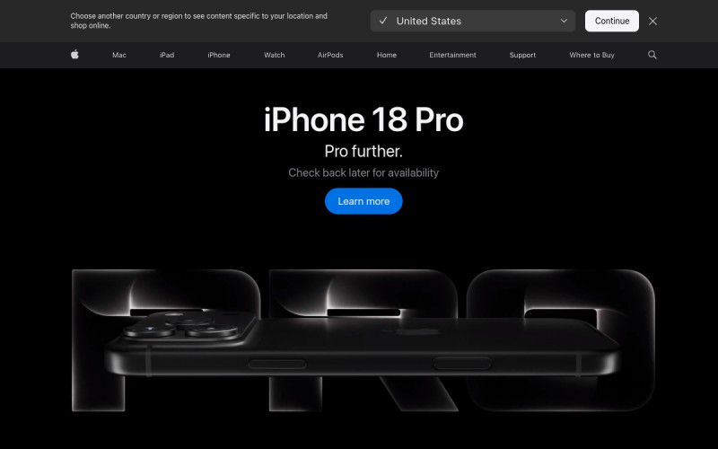 The front page of apple.com.tt