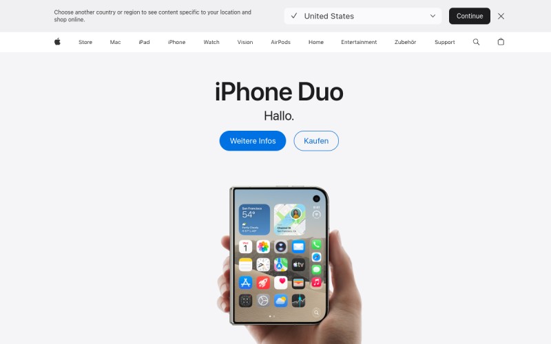 The front page of apple.de