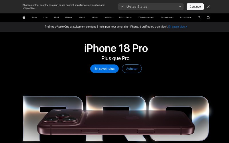 The front page of apple.fr