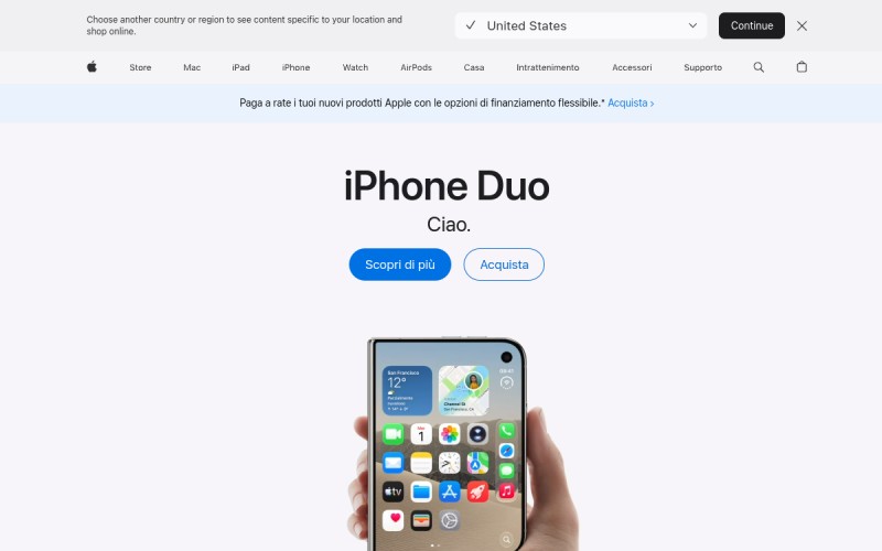 The front page of apple.it