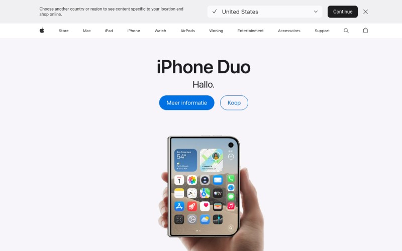 The front page of apple.nl