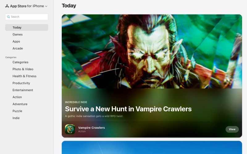 The front page of appstore.com
