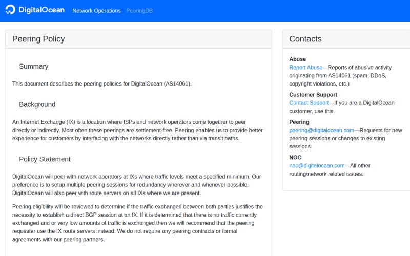 The front page of as14061.net