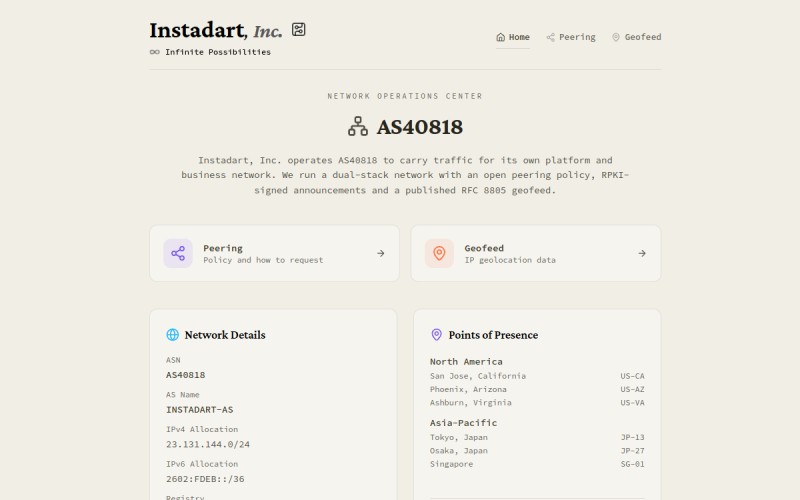 The front page of as40818.net