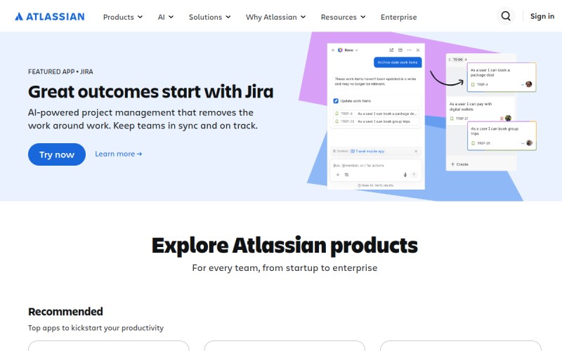 The front page of atlassian.net