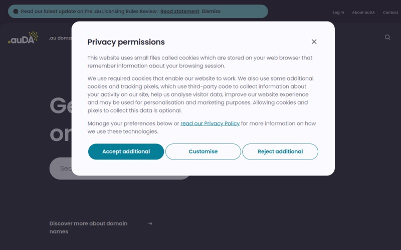 The front page of auda.org.au
