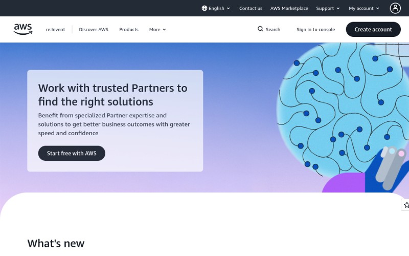 The front page of aws.com