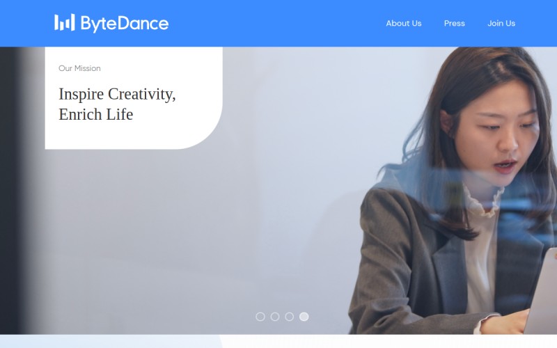 The front page of bytedance.com