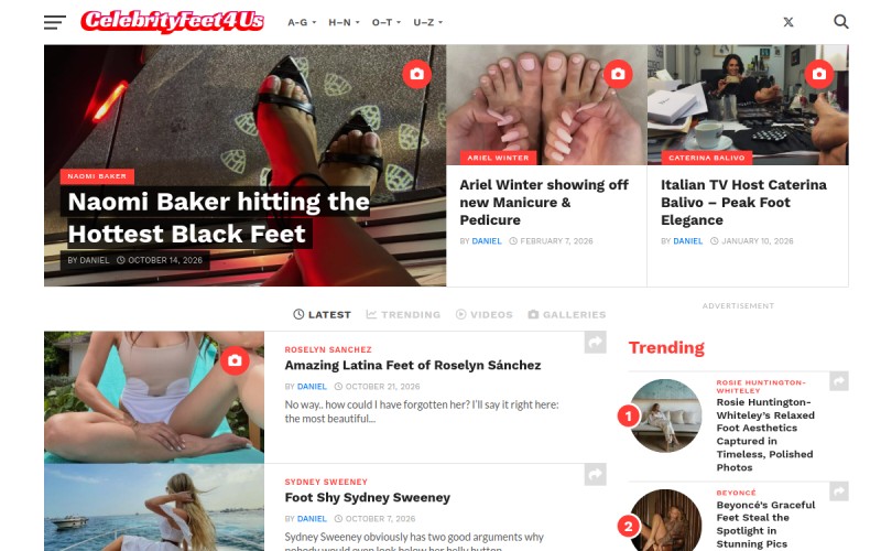 The front page of celebrityfeet4.us