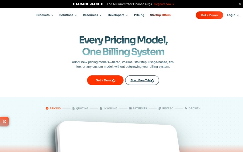The front page of chargebee.com