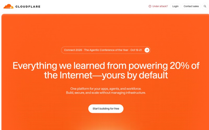 The front page of cloudflare.com