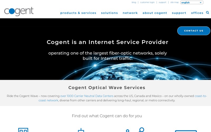 The front page of cogentco.com
