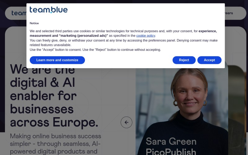 The front page of combellgroup.com