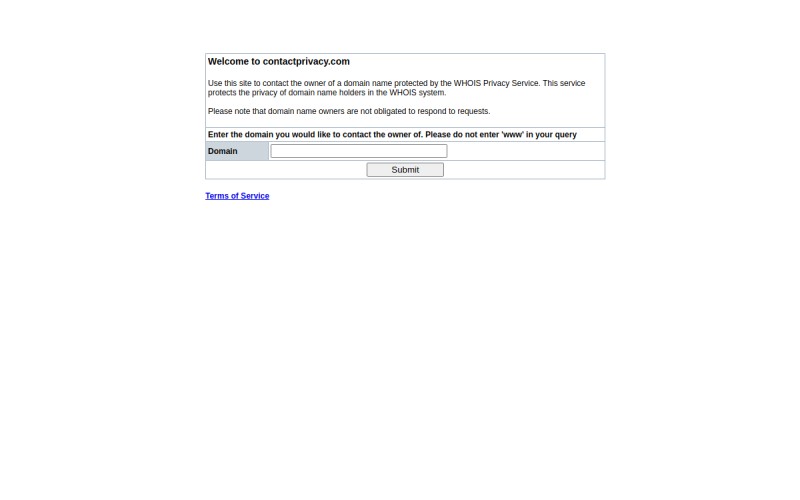 The front page of contactprivacy.com