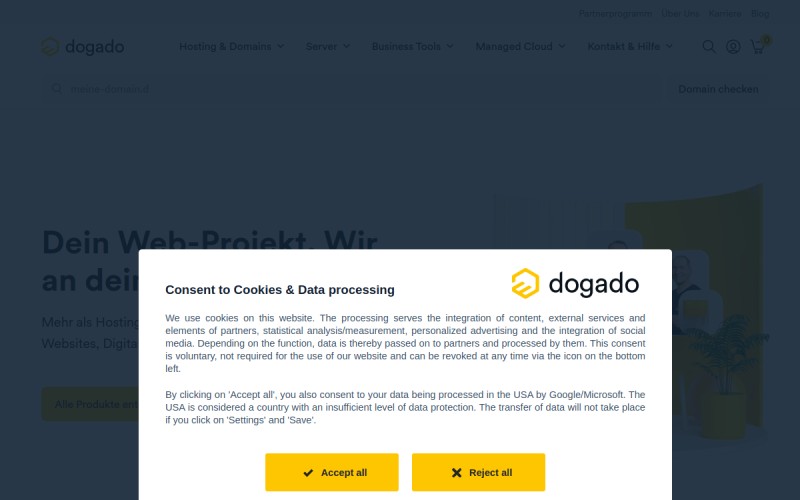 The front page of dogado.de