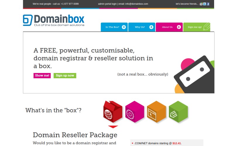 The front page of domainbox.com