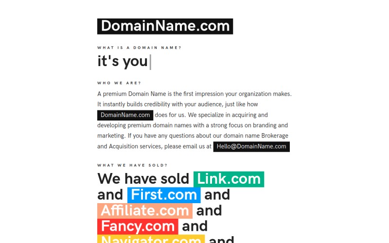 The front page of domainname.com
