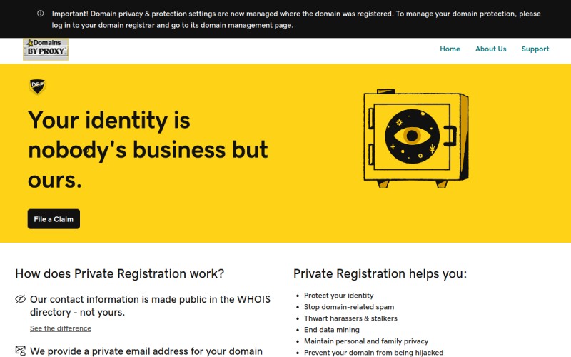 The front page of domainsbyproxy.com