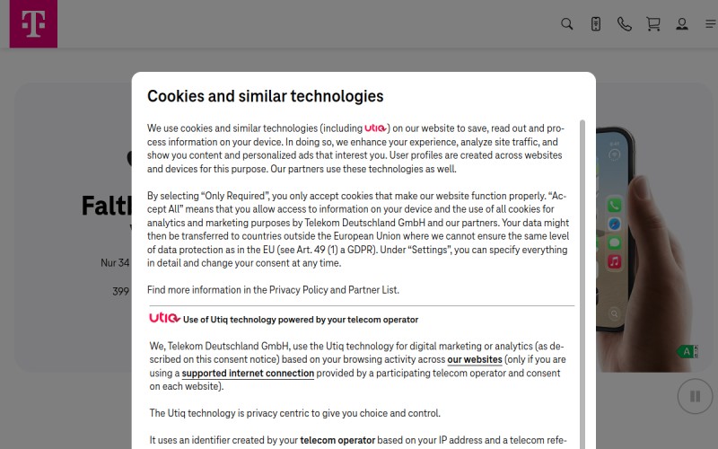 The front page of dtag.de