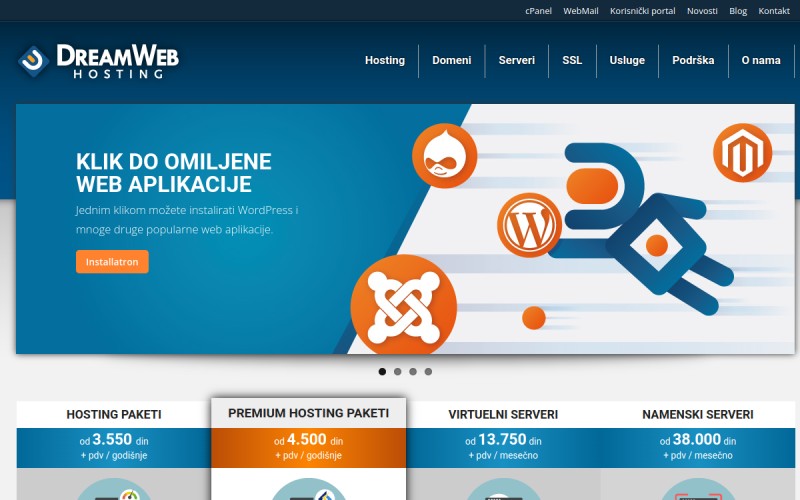 The front page of dwhost.net
