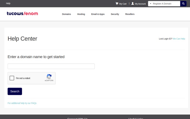 The front page of enomdomains.com