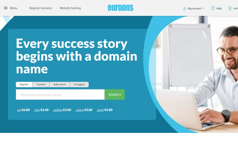 The front page of eurodns.biz
