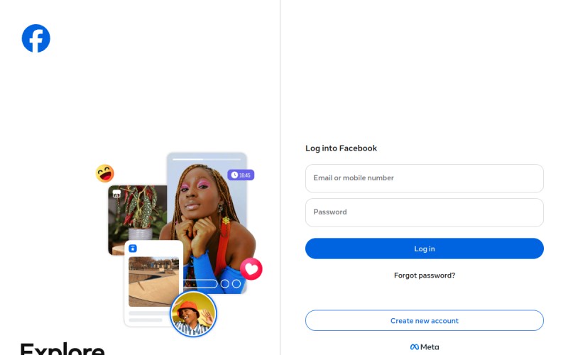 The front page of fb.com
