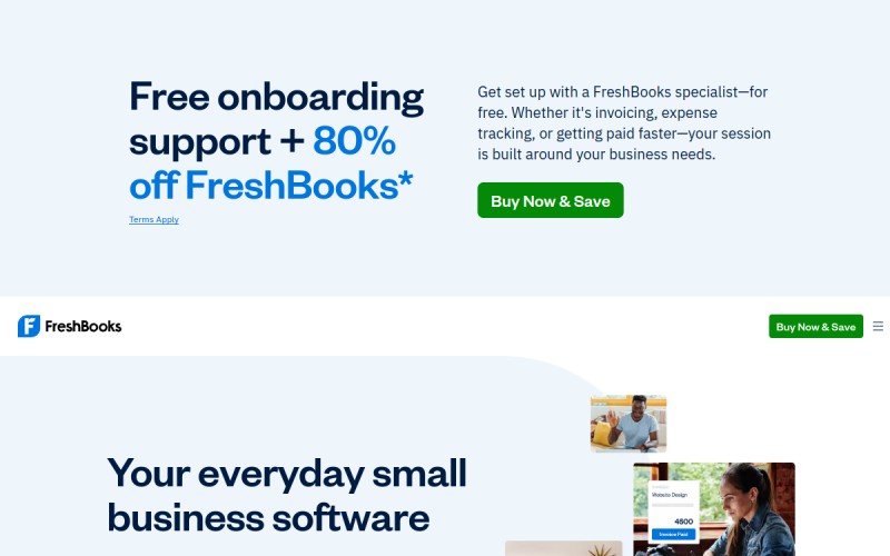 The front page of freshbooks.com