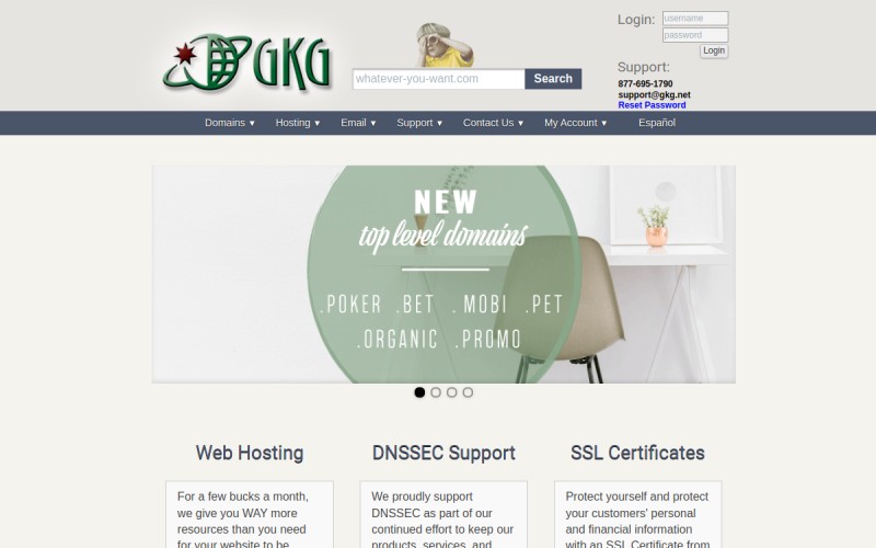 The front page of gkg.net