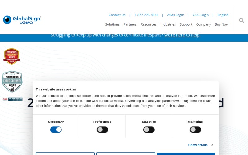 The front page of globalsign.com