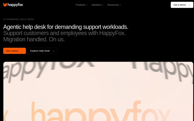 The front page of happyfox.com