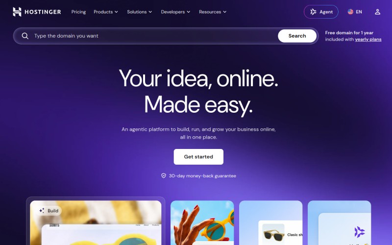 The front page of hostinger.com
