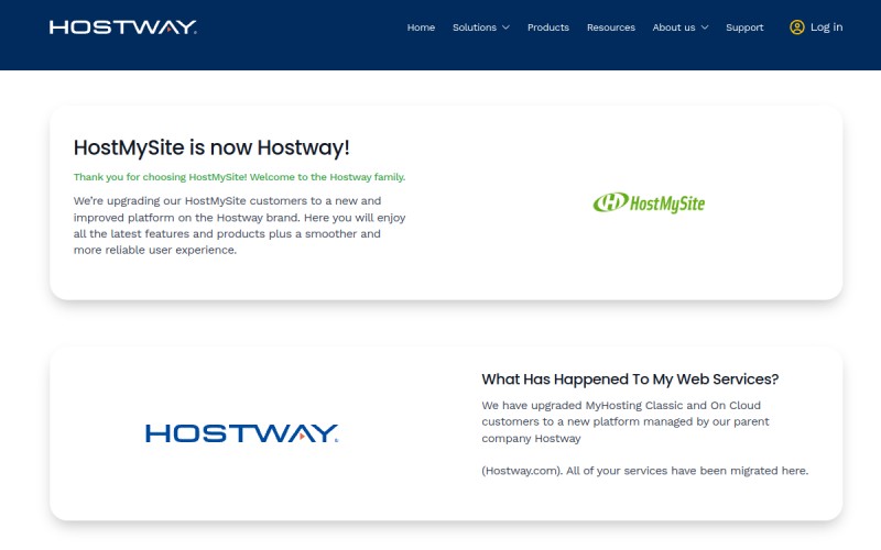 The front page of hostmysite.com