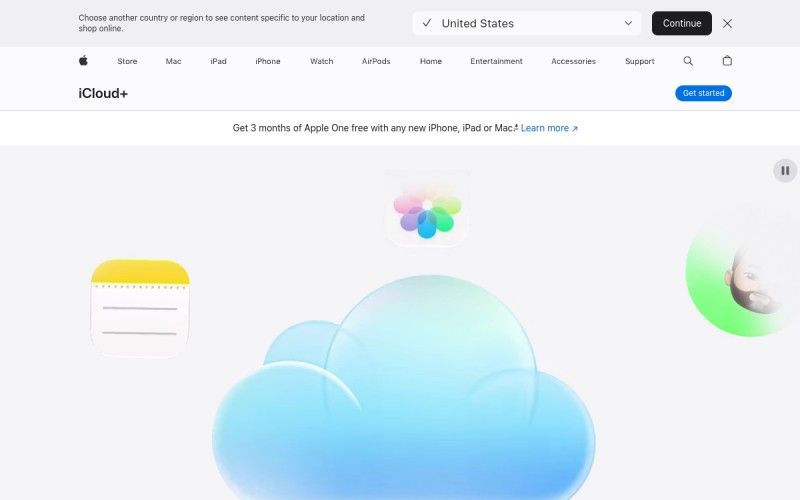 The front page of icloud.ie