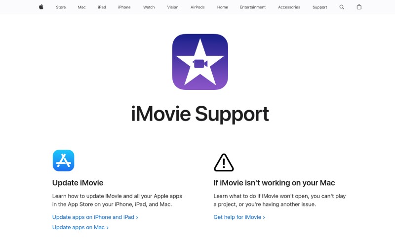 The front page of imovie.eu