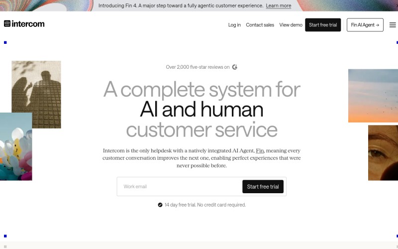 The front page of intercom.io