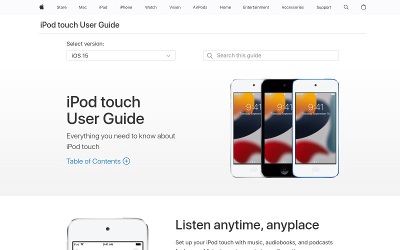 The front page of ipod.com