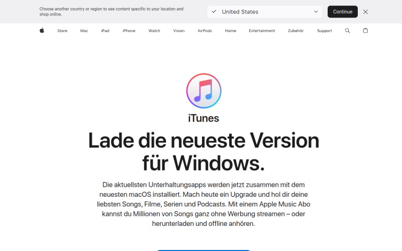 The front page of itunesstore.berlin