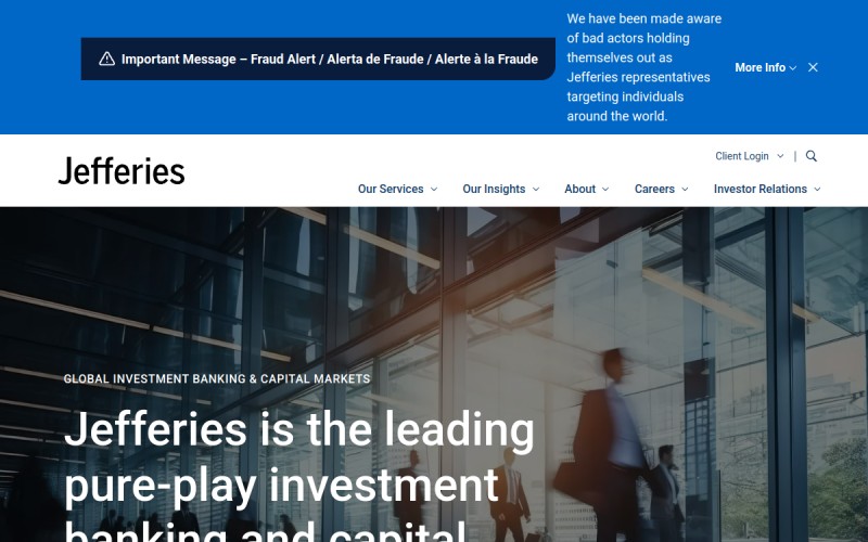 The front page of jefferies.com
