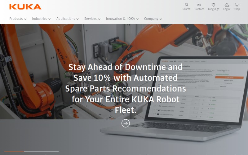 The front page of kuka.com
