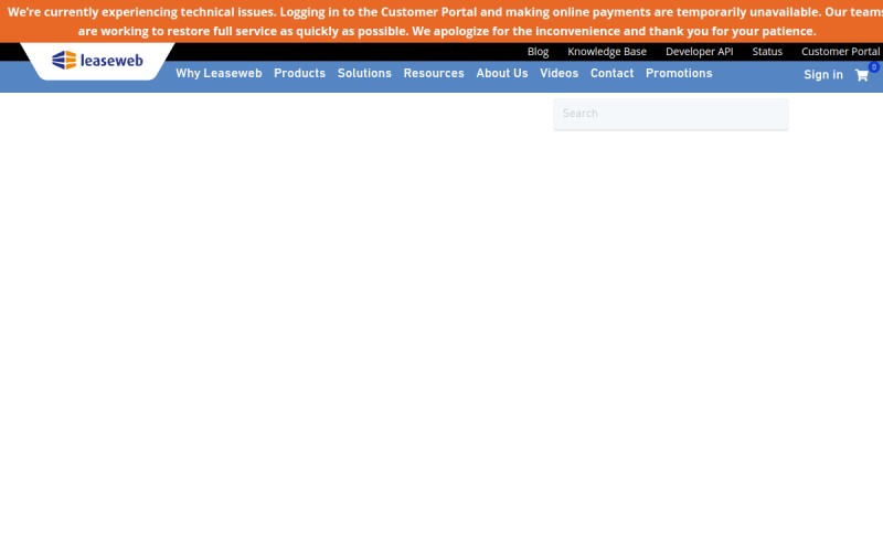 The front page of leaseweb.eu