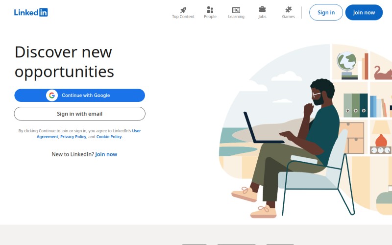 The front page of linkedin.com