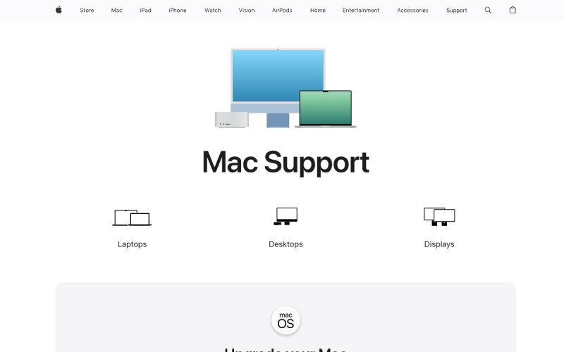 The front page of mac.support