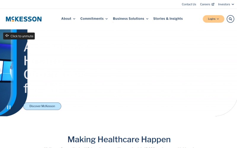 The front page of mckesson.com