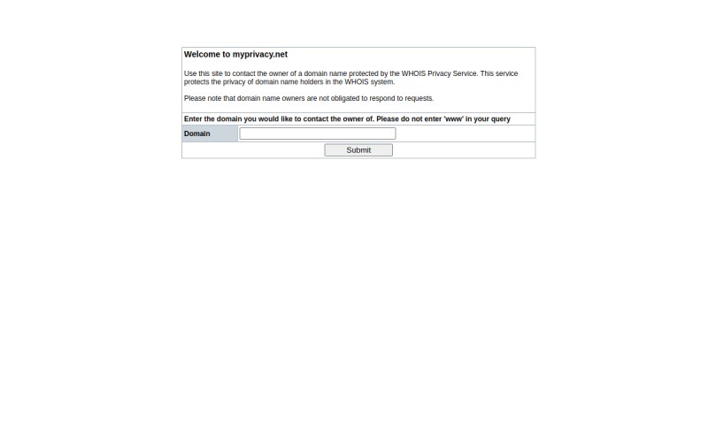 The front page of myprivacy.net